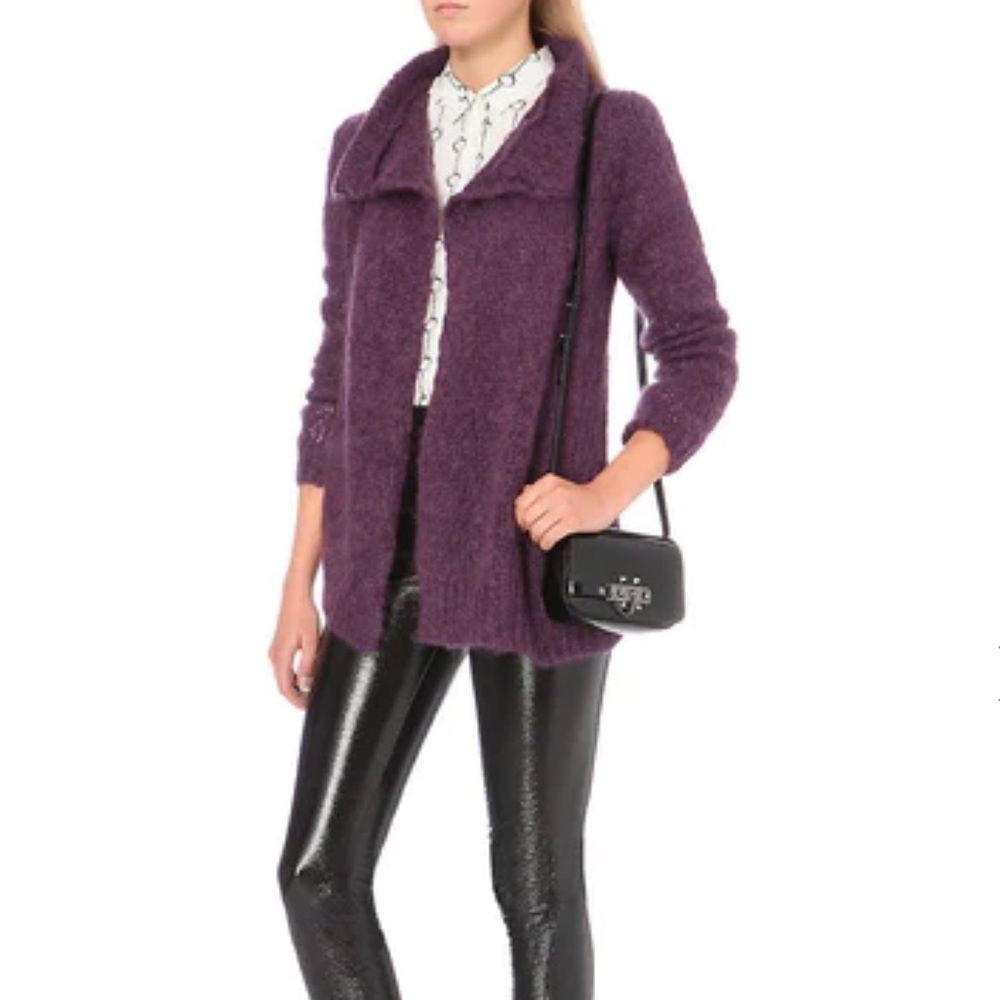 The Kooples plum purple open mohair blend cardigan sz 1